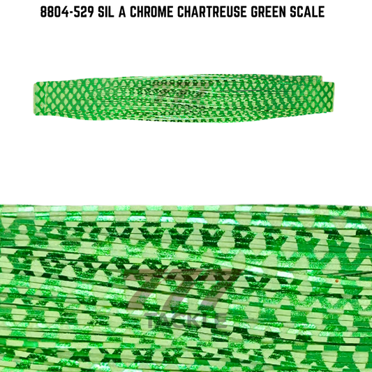 8804-529 Sil A Chrome Chartreuse Green Scale Skirt Tab