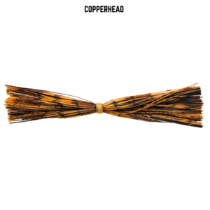 Brown and orange banded silicone skirt for bass fishing.