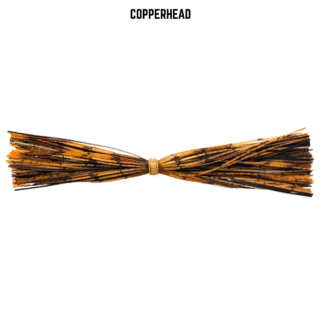 Brown and orange banded silicone skirt for bass fishing.