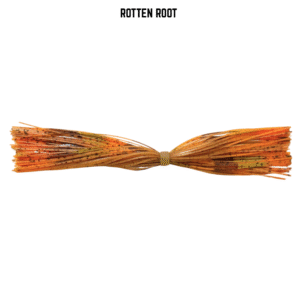 Orange and brown banded silicone skirt for bass fishing.