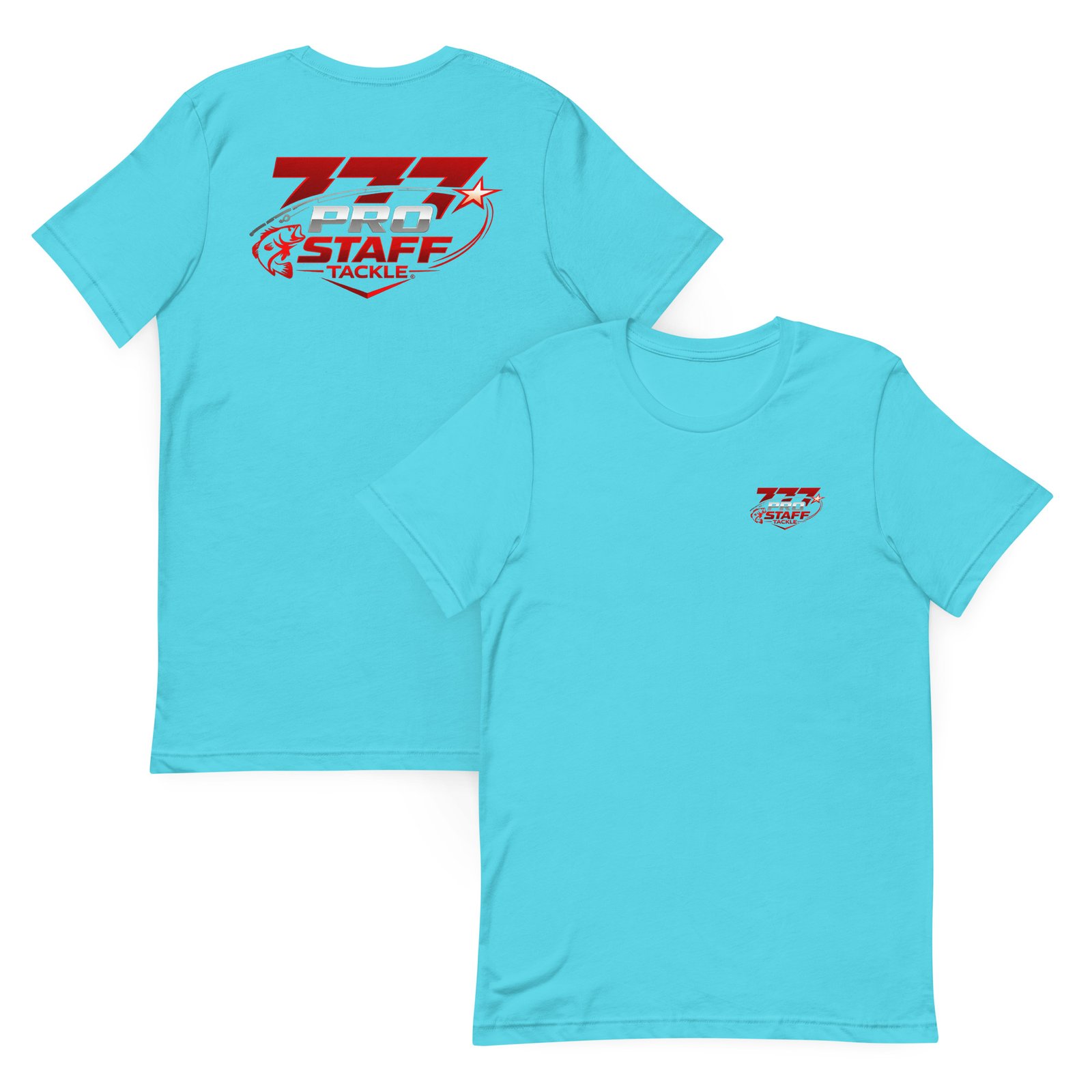 Unisex-staple-t-shirt-turquoise-front-and-back-69c41b617bab7. Jpg - 777 tackle